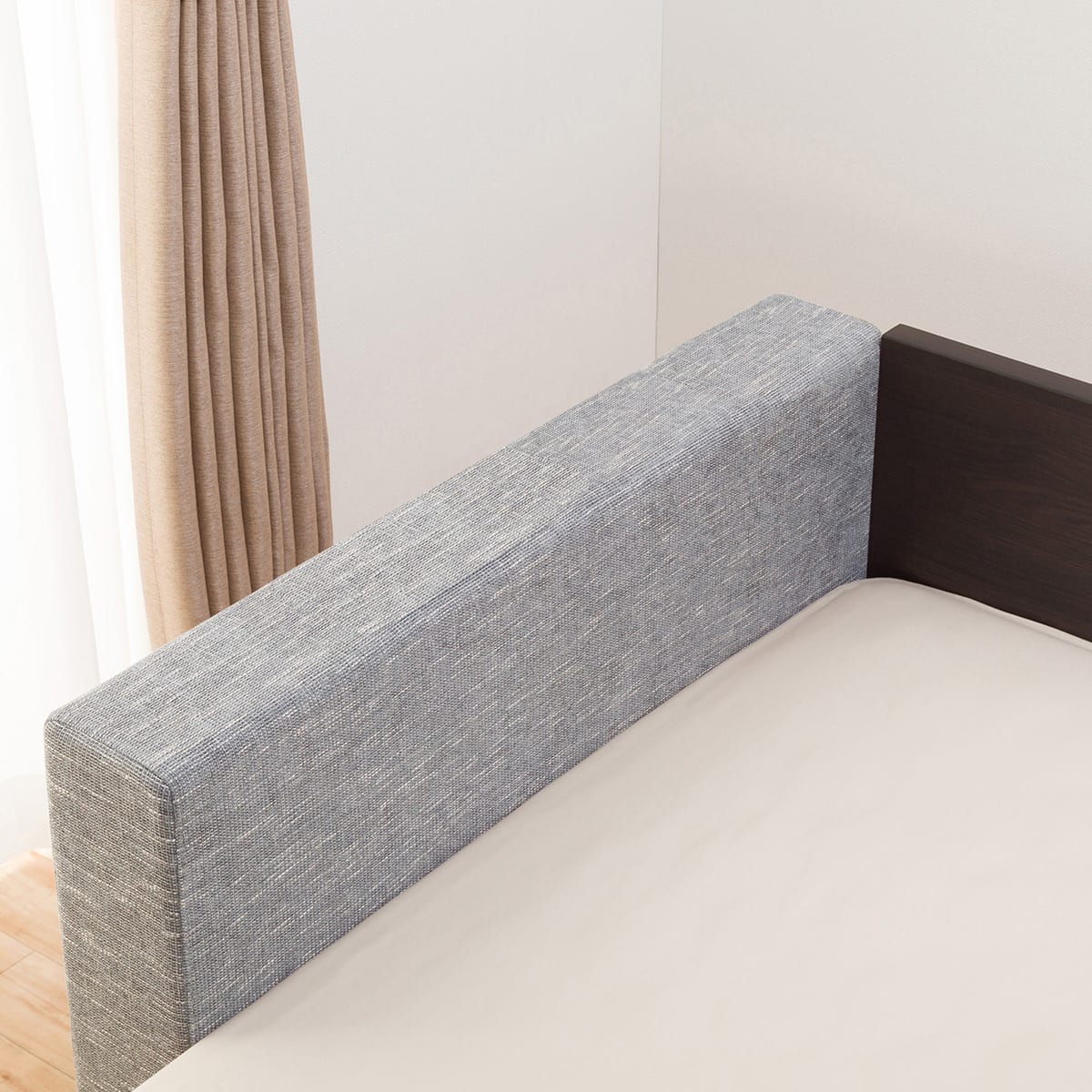 シングルフロアベッド2台セット+クッションキャビネット2個 グレー(棚