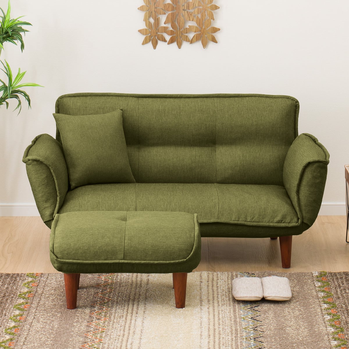 コンパクトカウチソファ オットマン付き 布張りタイプ (GR) | ニトリ