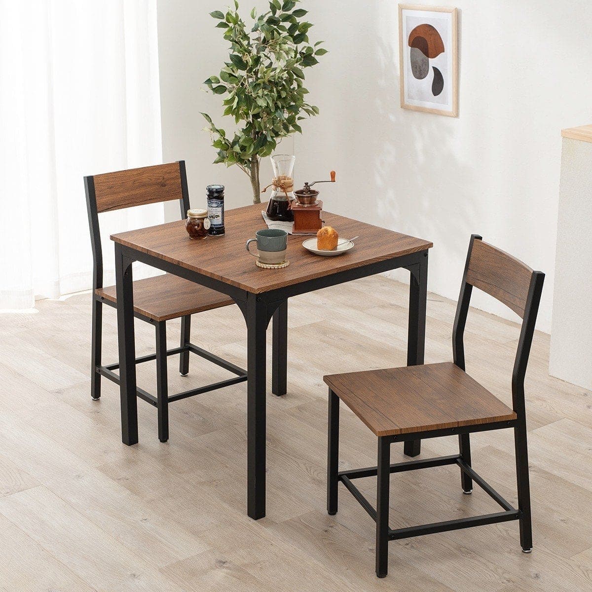 シンプルな木目調ダイニング3点セット LDS4553 (BR/BK) | ニトリネット