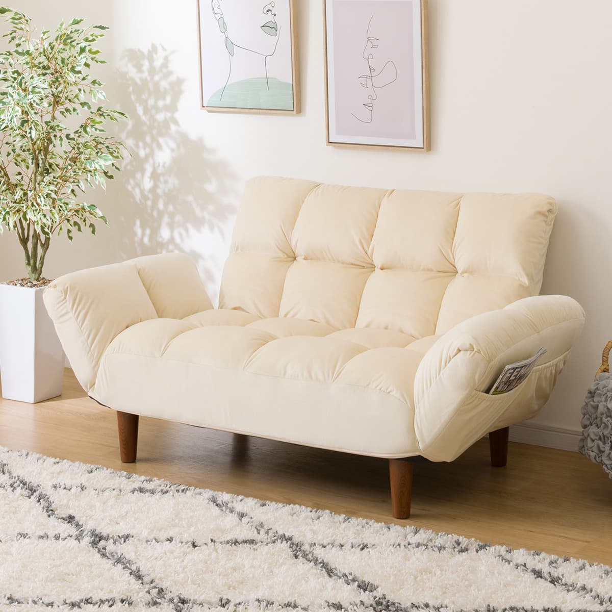 コンパクトソファ 布張りタイプ (ポケット ベロア BE) | ニトリネット