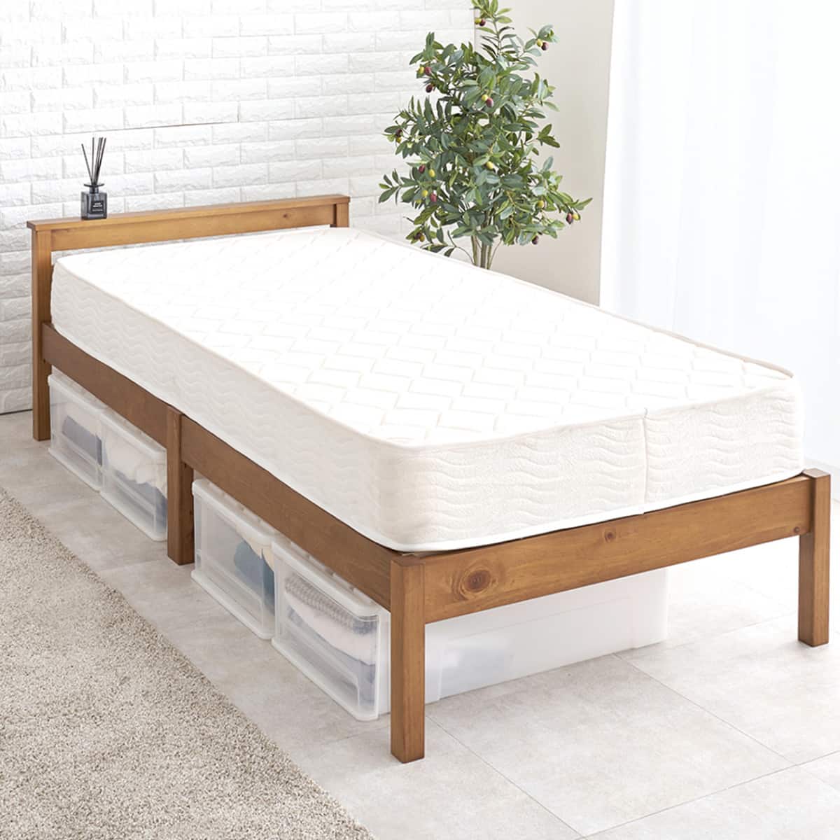 組立簡単 頑丈すのこベッド (シングル LBR) | ニトリネット【公式