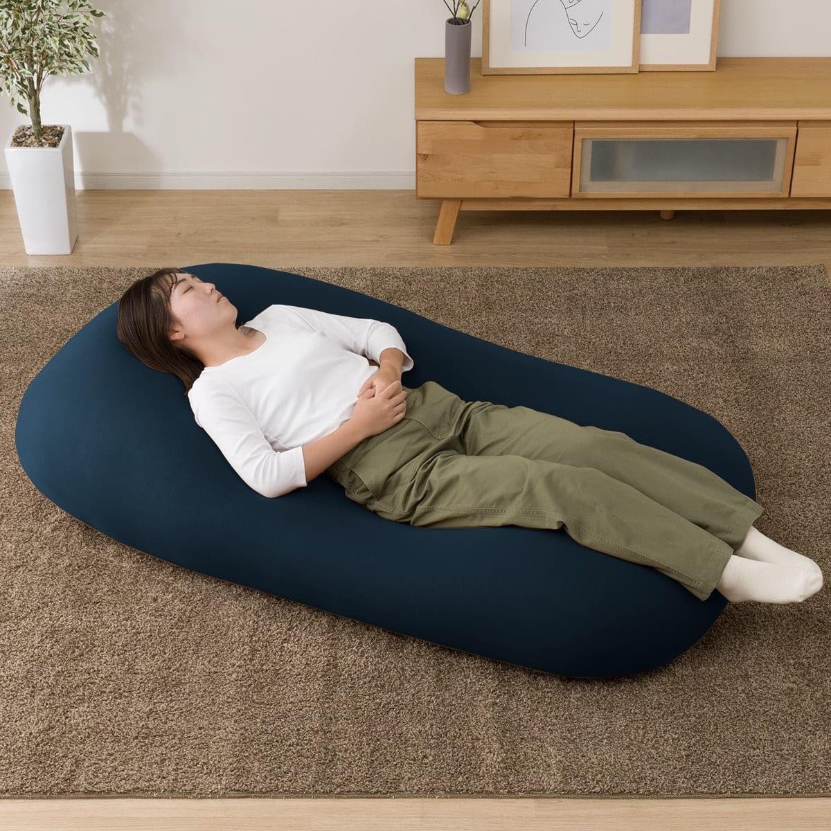 ビーズクッションBS215 角丸(メガ ネイビー) | ニトリネット【公式