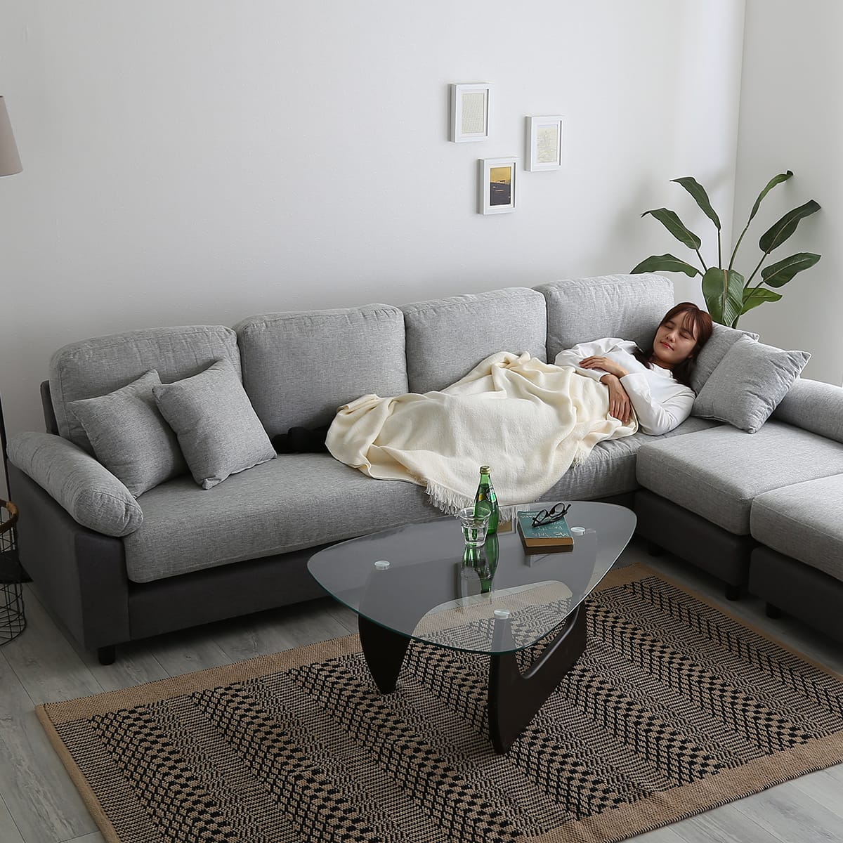 6人掛けコーナーカウチソファ 布張りツートンタイプ (GY) | ニトリ