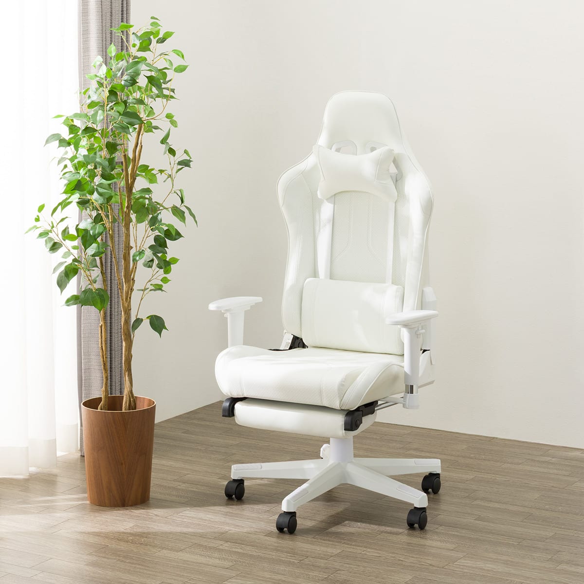 ゲーミングチェア(GM709 フットレスト付き WH/WH) | ニトリネット