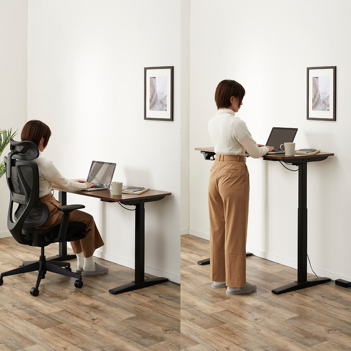 電動昇降デスク(UP001 MBR/BK) | ニトリネット【公式】 家具