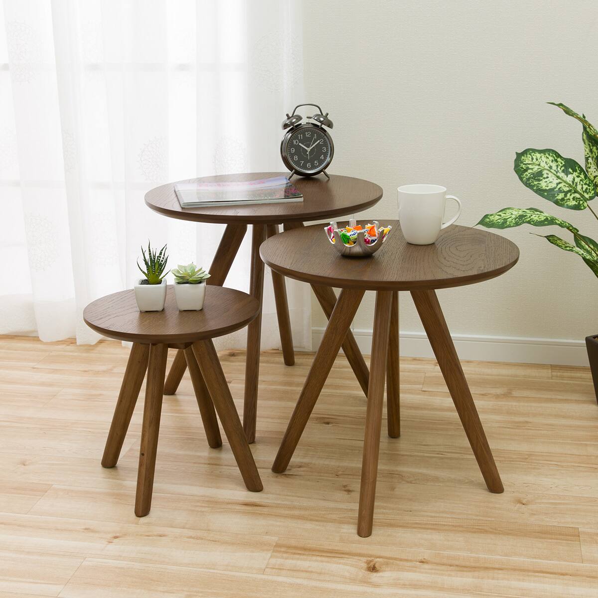 ニトリ ネストテーブル(オーク2 MBR 3個セット) - 通販 | 家具と