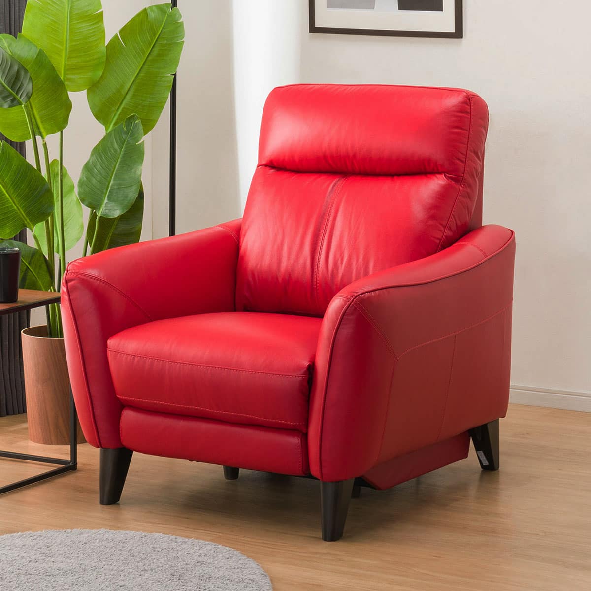 1人掛け電動リクライニングソファ 本革(一部合成皮革)タイプ (アネーロ