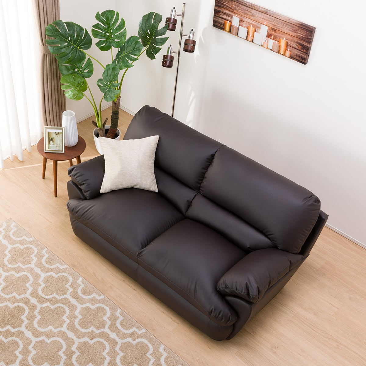 傷・汚れに強い 2人掛けソファ 合皮タイプ (ビット3KD Nシールド DBR