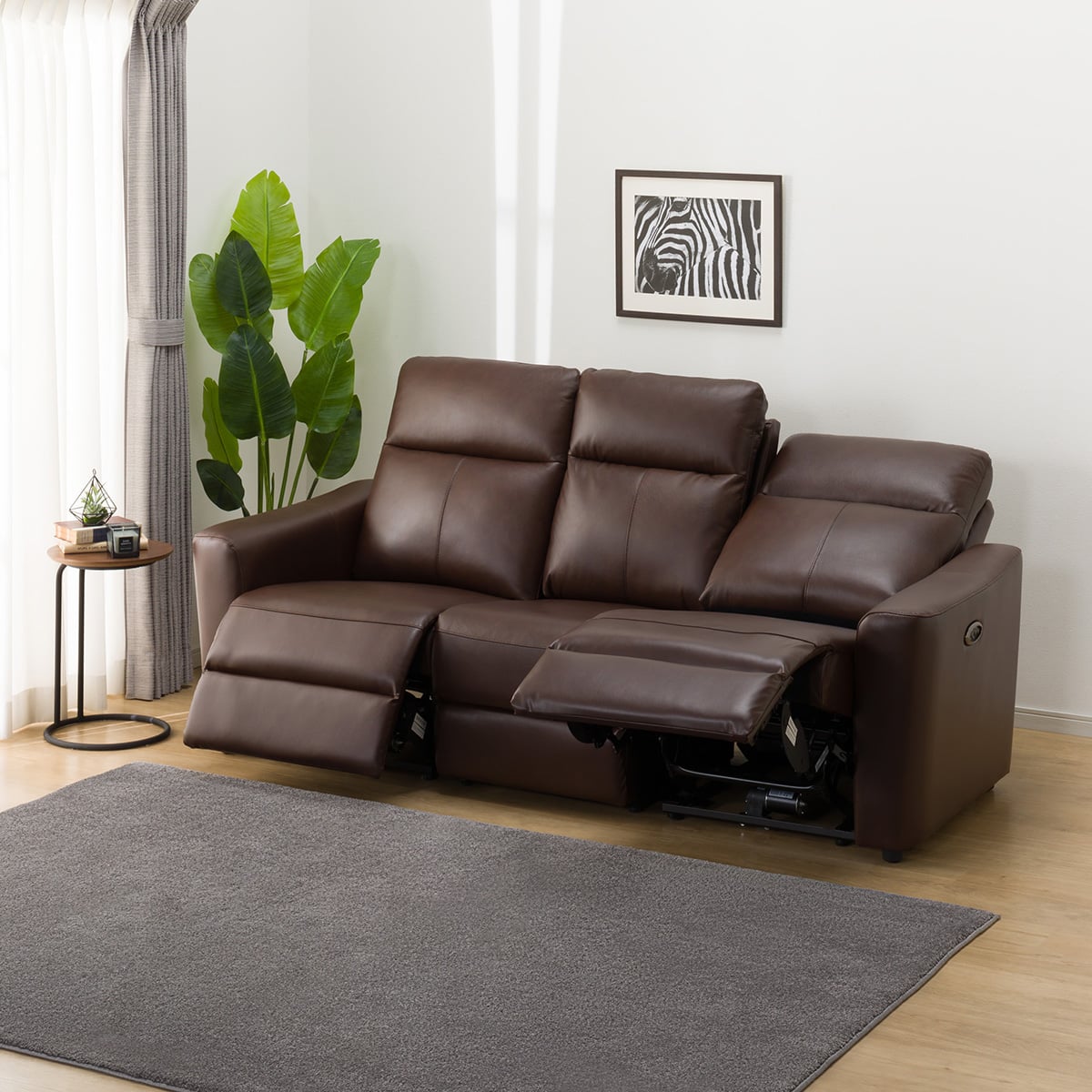 3人掛け電動リクライニングソファ 本革(一部合成皮革)タイプ (UM01 2