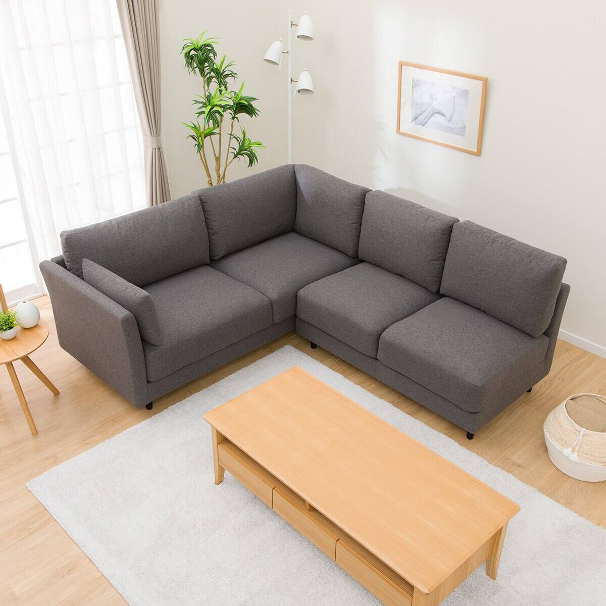 傷・汚れに強い コーナーソファセット 布張りタイプ (CS01 Nシールド H