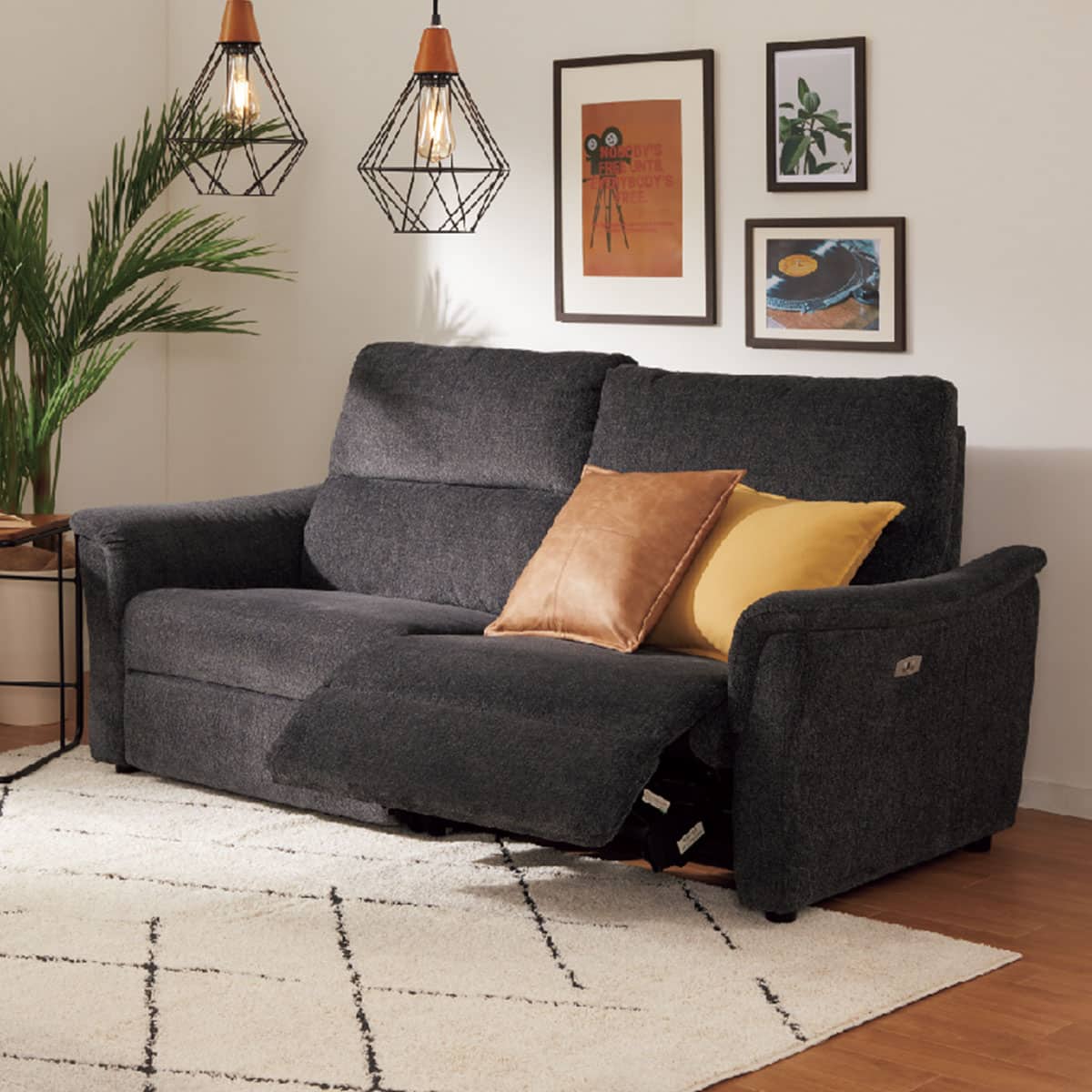 3人掛け電動リクライニングソファ 布張りタイプ (KK6133 DGY) | ニトリ