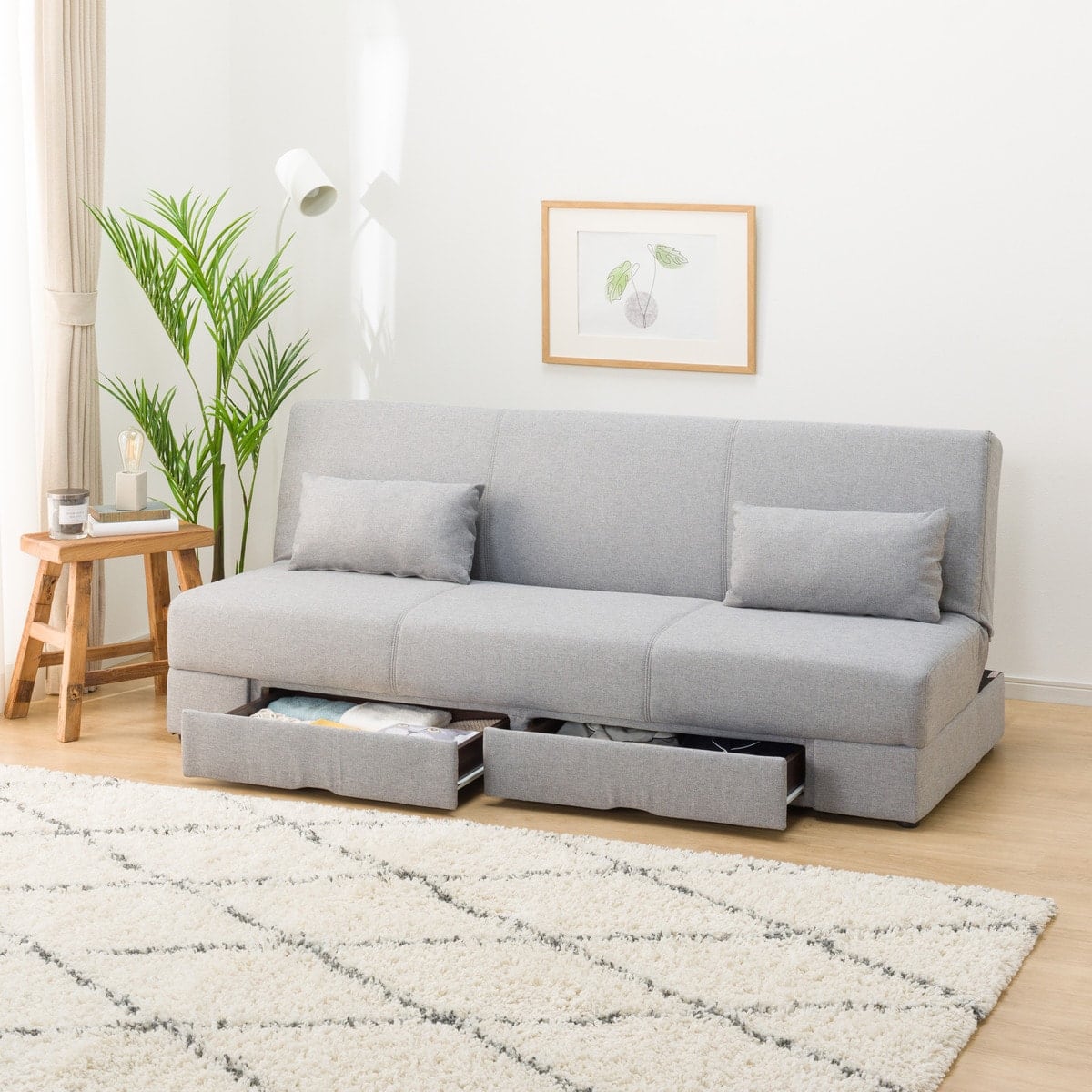 引出し収納付きソファベッド 布張りタイプ (DJ08 GY) | ニトリネット