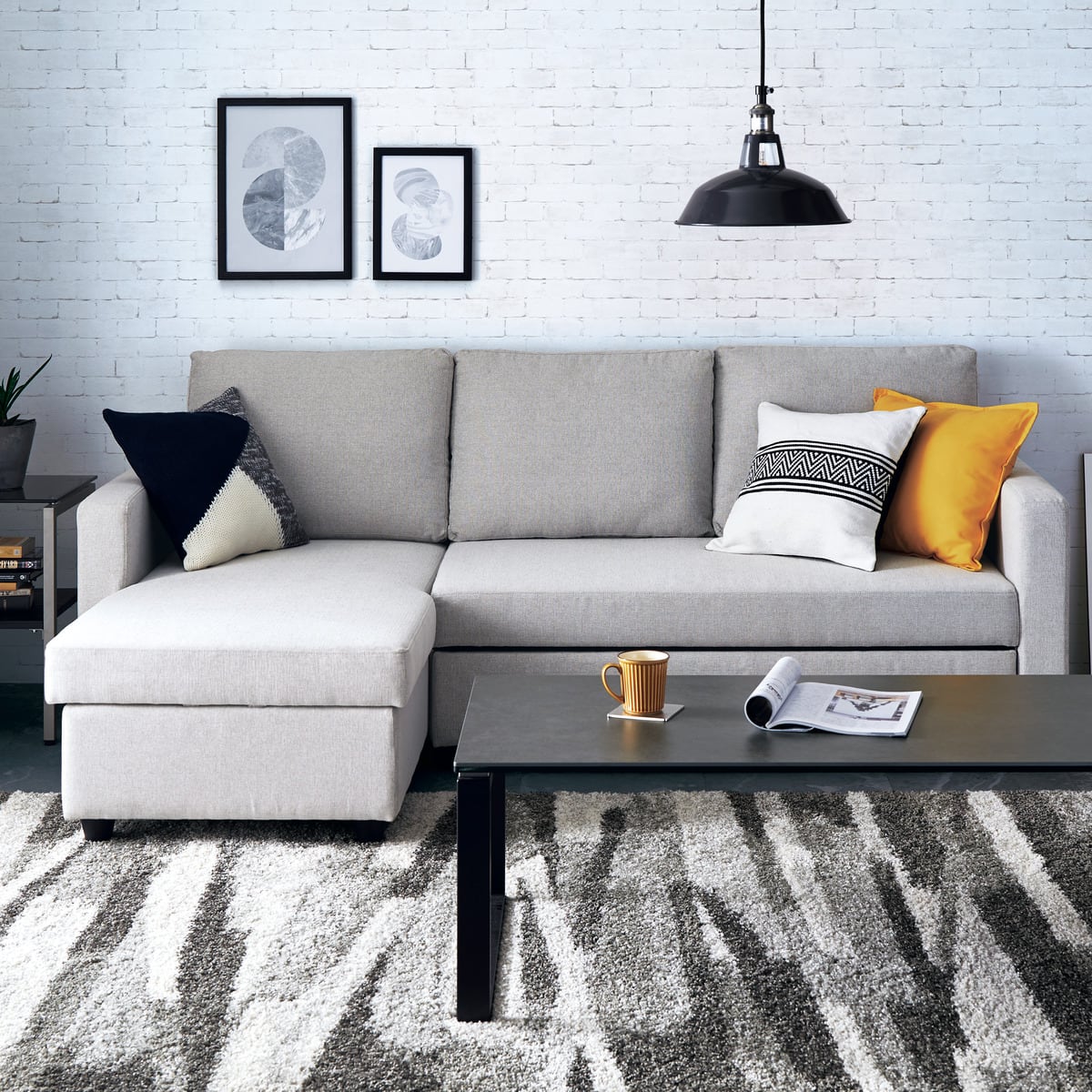 収納付きカウチソファベッド 布張りタイプ (ノアーク2 GY) | ニトリ