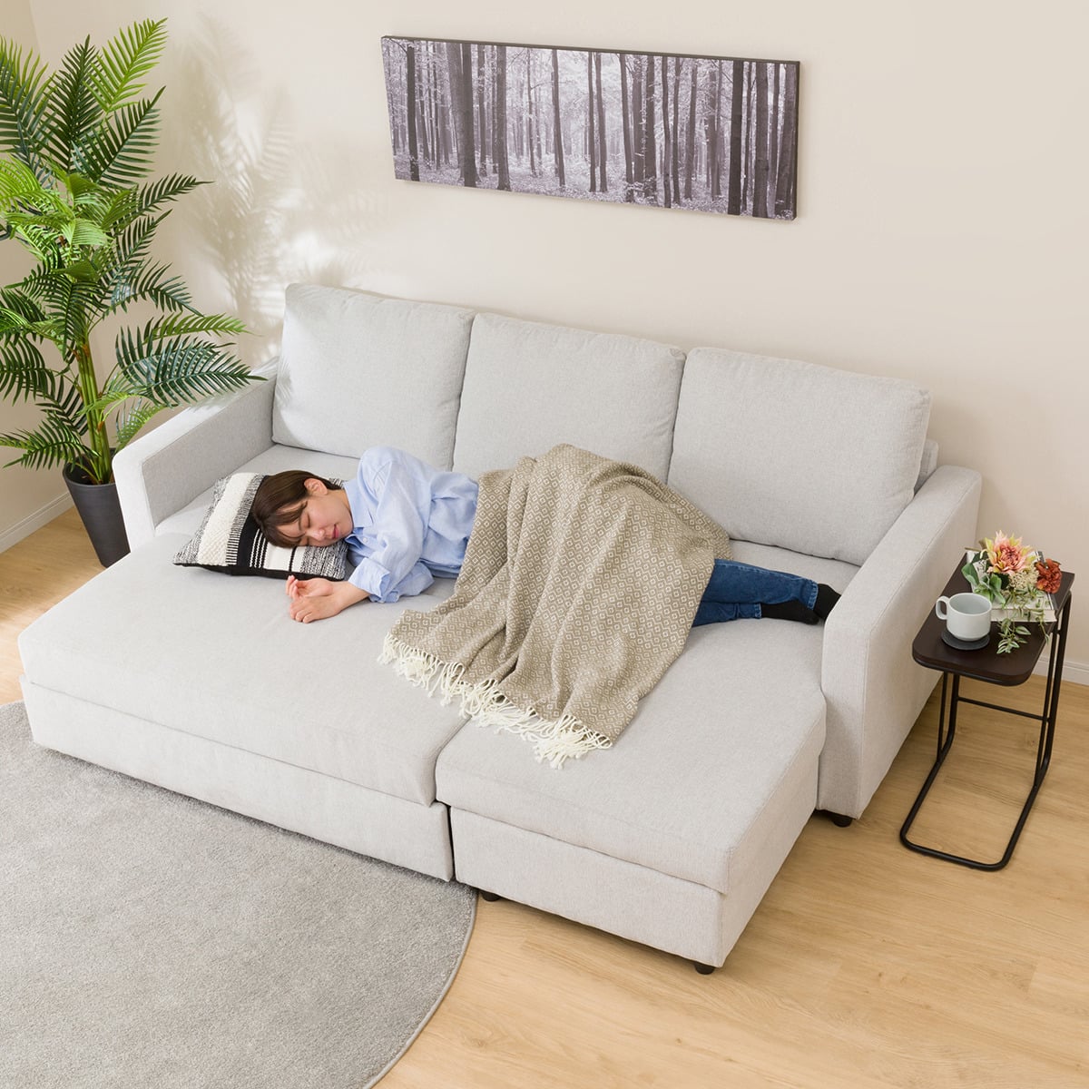 収納付きカウチソファベッド 布張りタイプ (ノアーク2 GY) | ニトリ