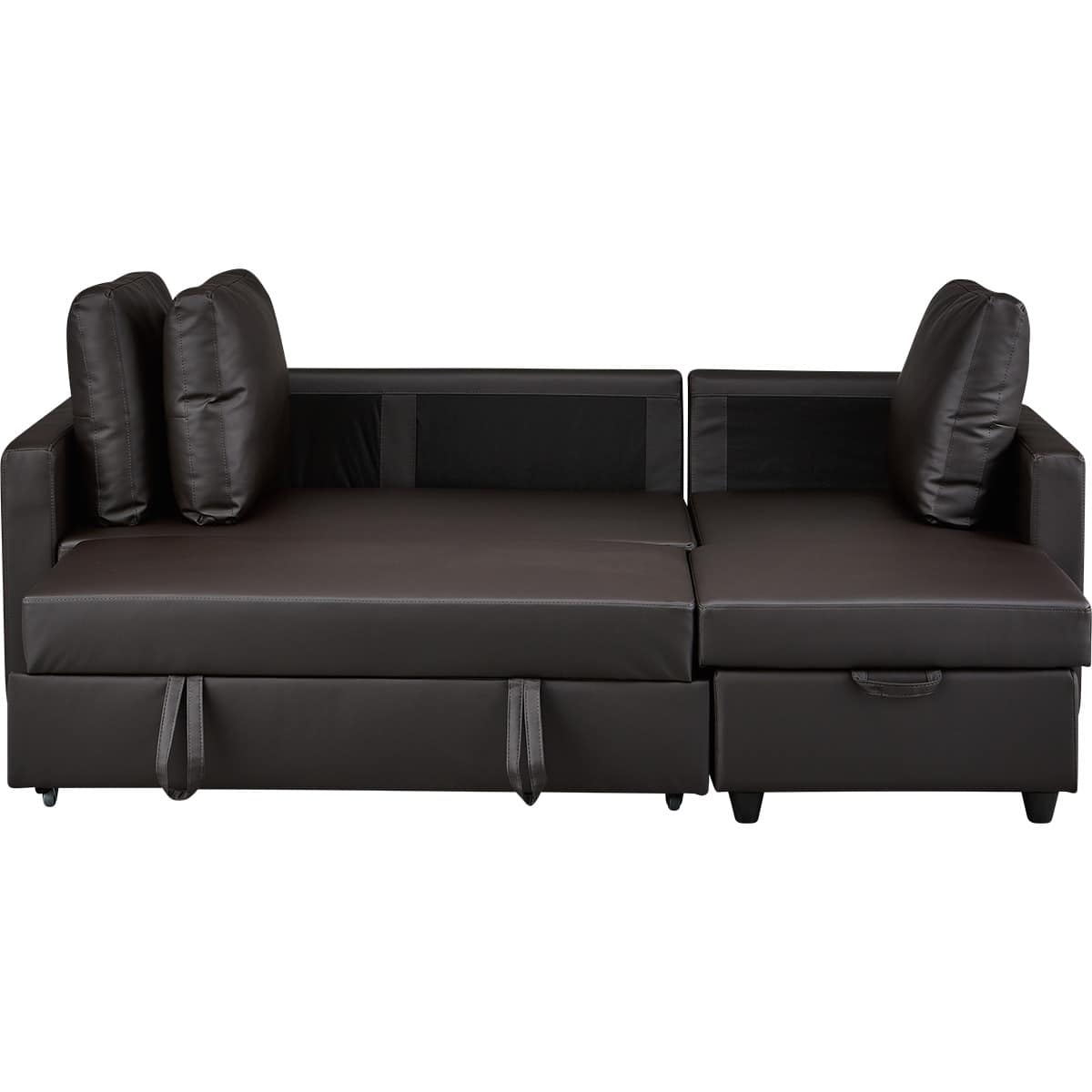 傷・汚れに強い 収納付きカウチソファベッド 合皮タイプ (ノアーク2 N