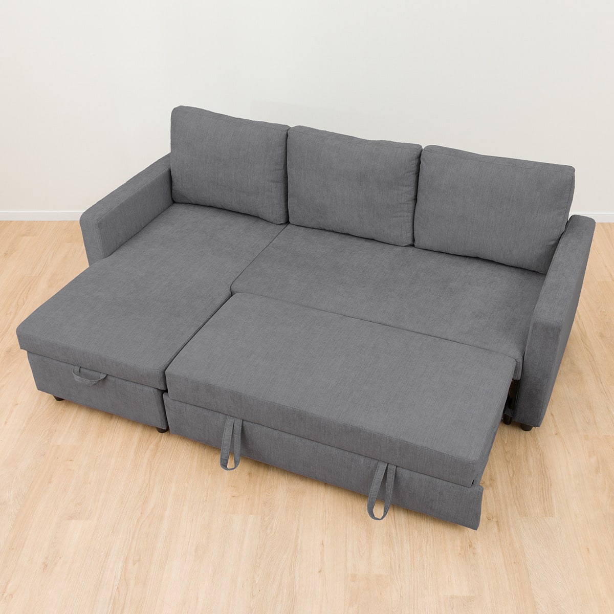 収納付きカウチソファベッド 布張りタイプ (ノアーク2 撥水加工 DGY