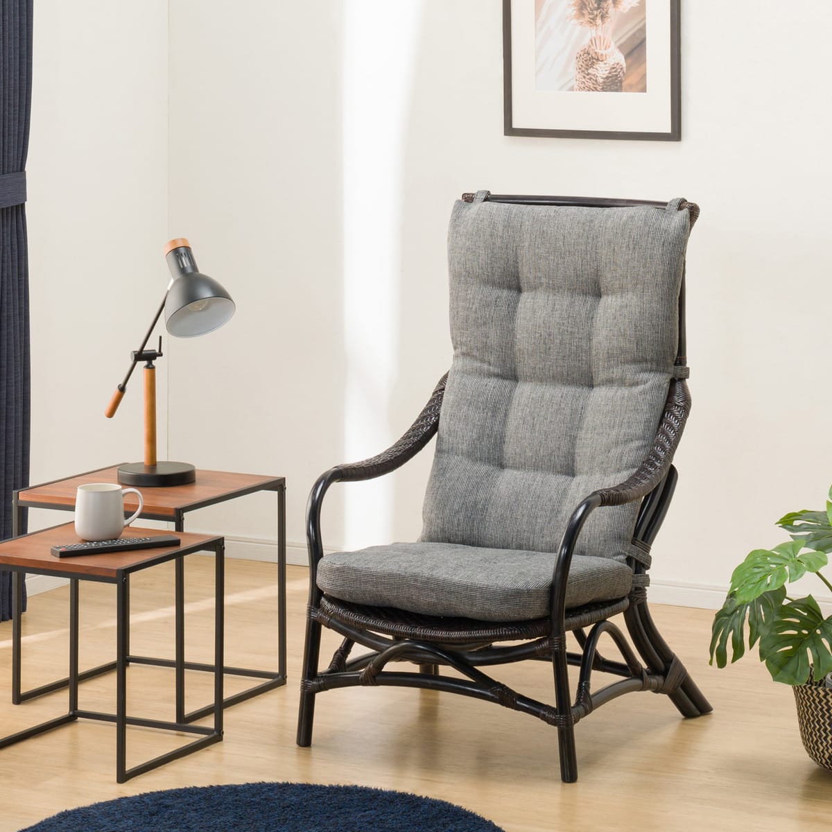 ラタンチェア・籐椅子(MS23 GY/BK) | ニトリネット【公式】 家具