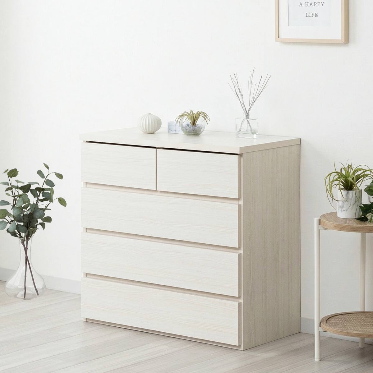 日本製 組立不要 完成品 チェスト (幅80cm 4段 ホワイト) | ニトリ