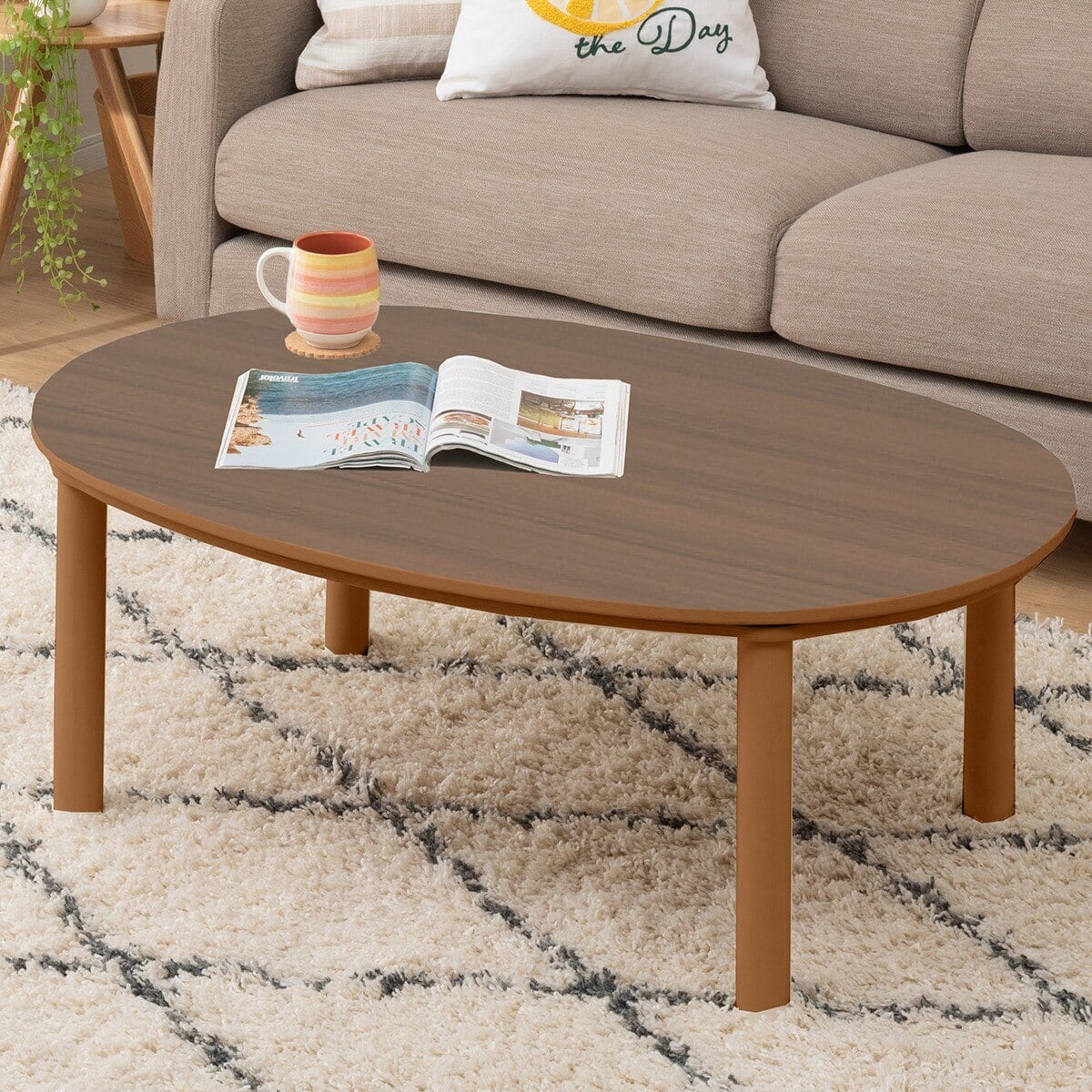 楕円形リビングこたつ(GC03R 105 MBR) | ニトリネット【公式】 家具