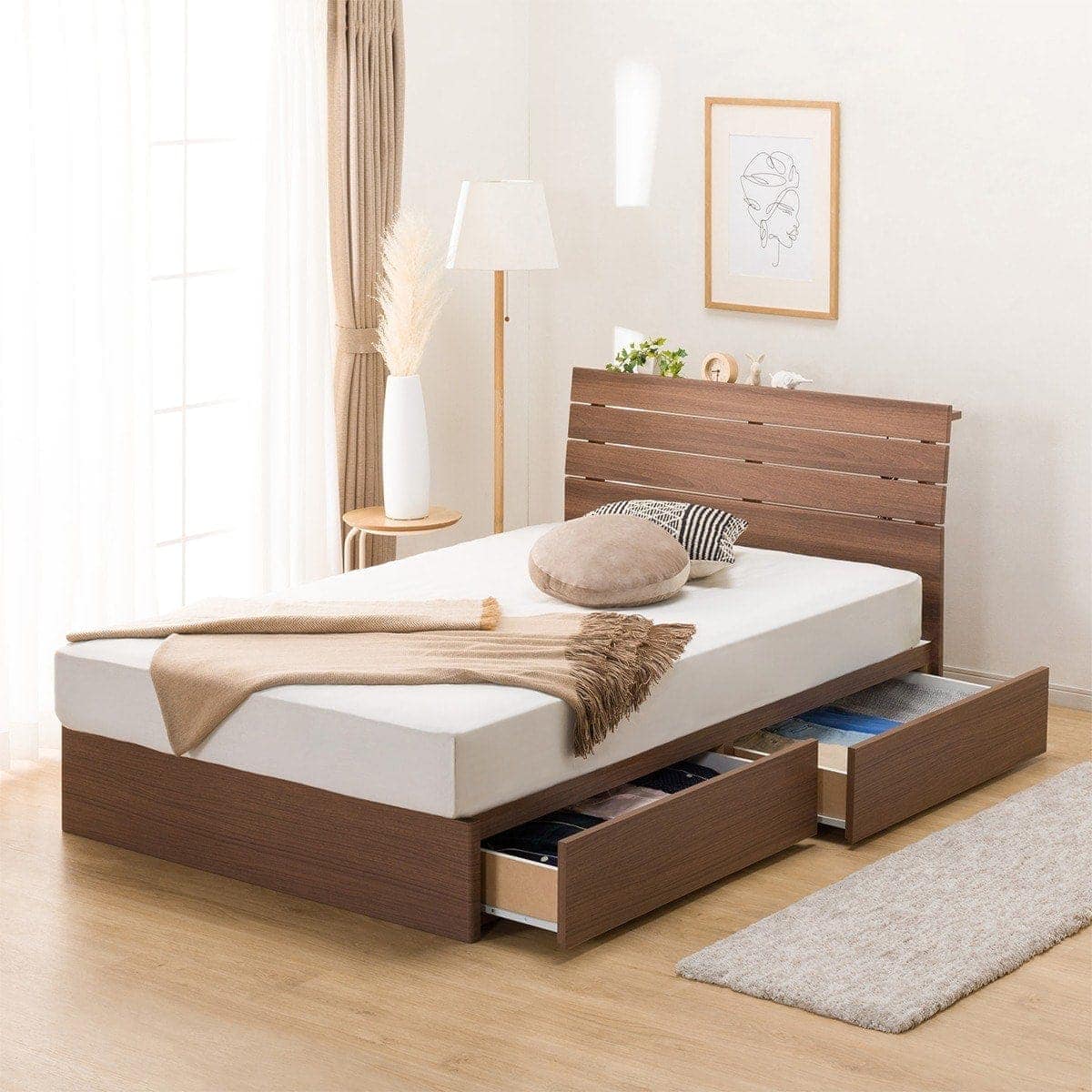 セミダブルベッドフレーム(EB-001 引出し付き MBR DR) | ニトリネット