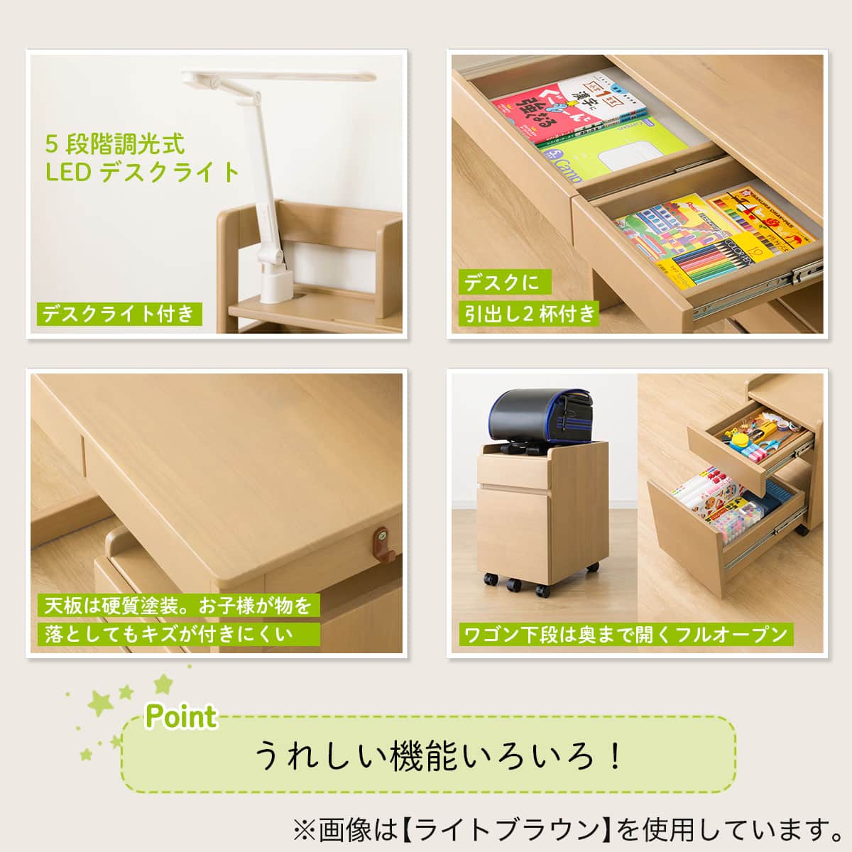 スタンダードデスクセット(XK01 LBR デスクライト付き) | ニトリネット