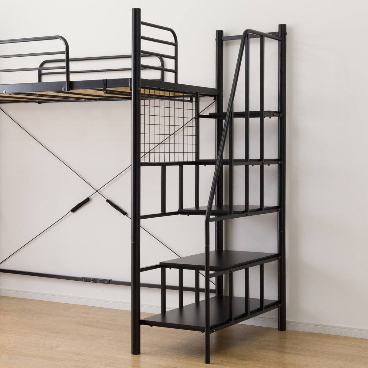 高さ2段階式階段付きロフトベッド(LB03 階段幅43cmBK) | ニトリネット
