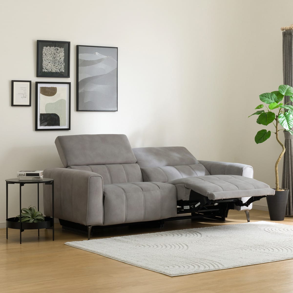 3人掛け左電動リクライニングソファ 布張りタイプ (LS05 PEY GY