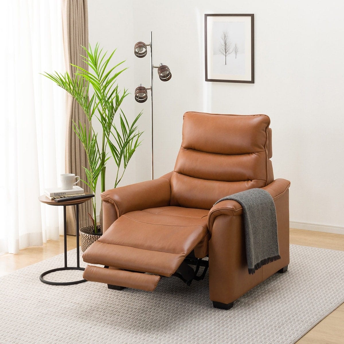 1人掛け電動リクライニングソファ 厚革(一部合成皮革)タイプ (N