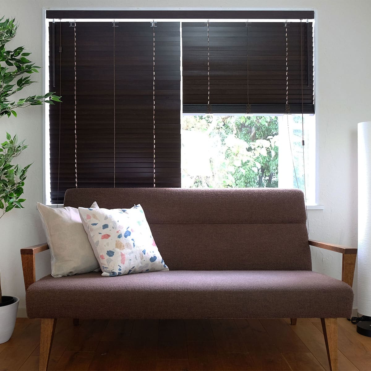 木製ブラインド35コードタイプ(ﾀﾞｰｸﾌﾞﾗｳﾝ/幅30-70cm/丈40-100cm