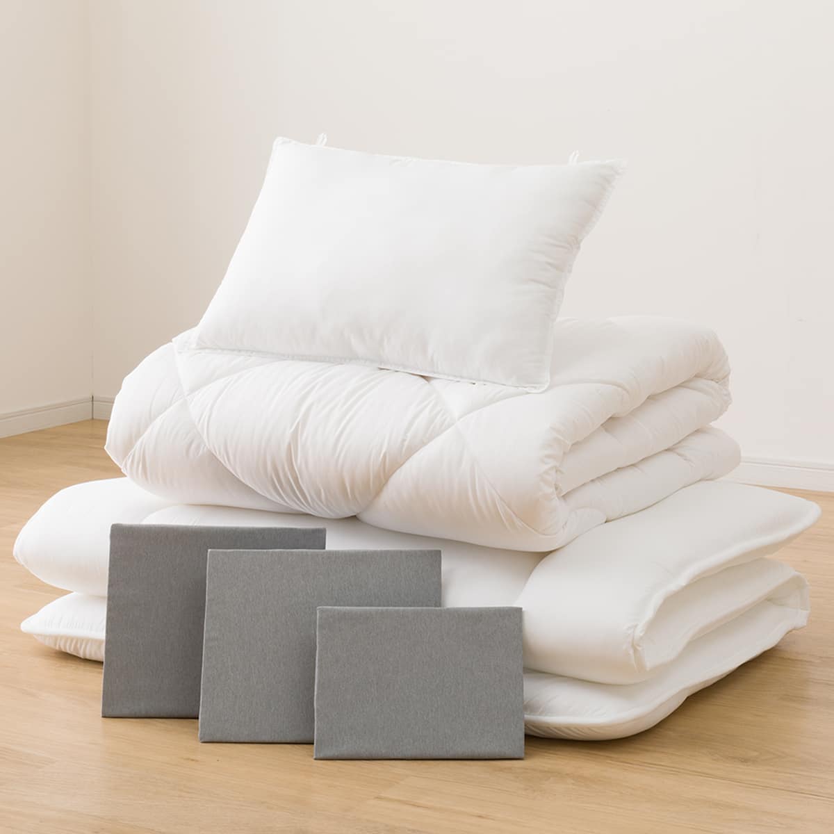 カバー付き 温度調整掛け布団 布団セット 6点 (S2305 セミダブル