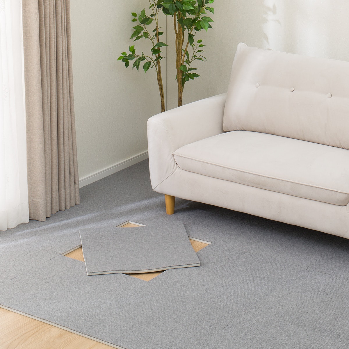 防音・極厚・洗えるタイルカーペット 50×50cm (T1 グレー) | ニトリ