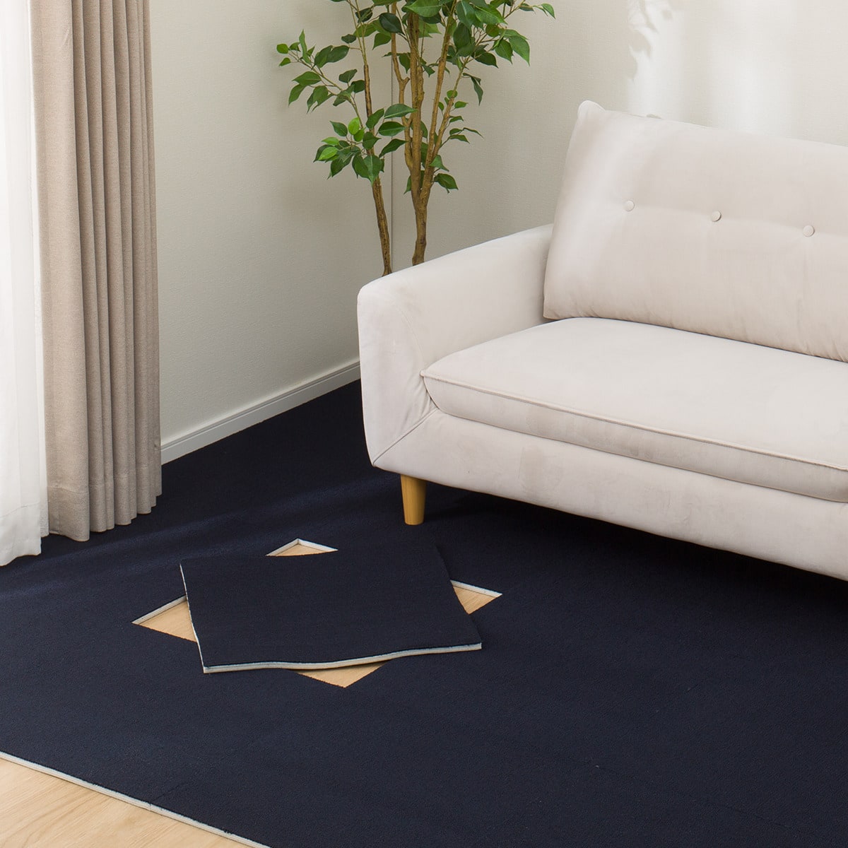 防音・極厚・洗えるタイルカーペット 50×50cm (T1 ネイビー) | ニトリ