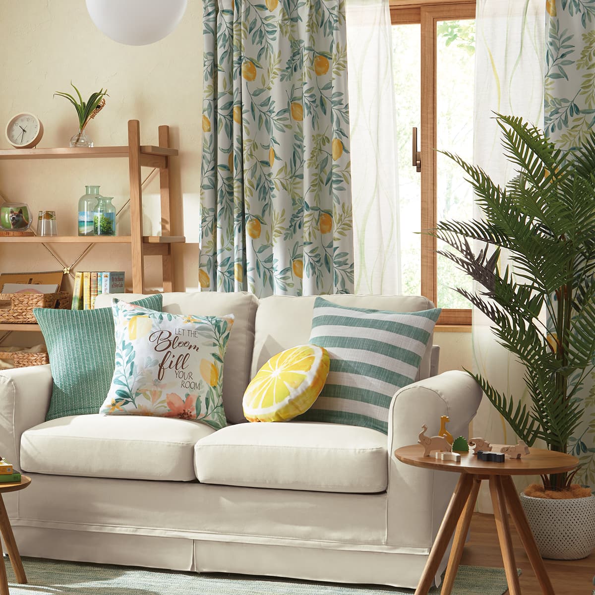 遮光2級・遮熱カーテン(レモンリーフ グリーン 100X200X2) | ニトリ