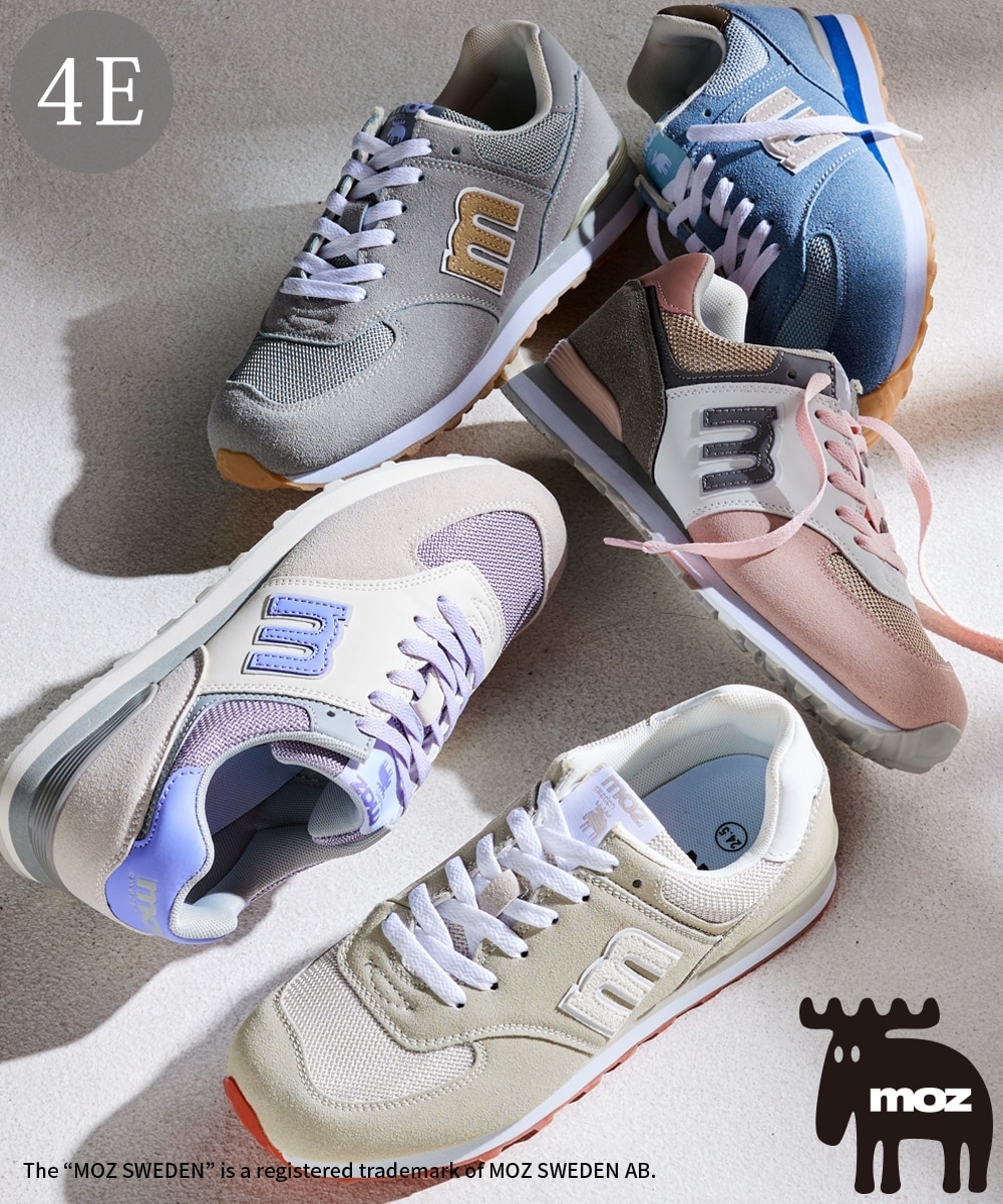 ゆったり幅広】moz（モズ）軽量ロゴスニーカー（ワイズ4E） 通販