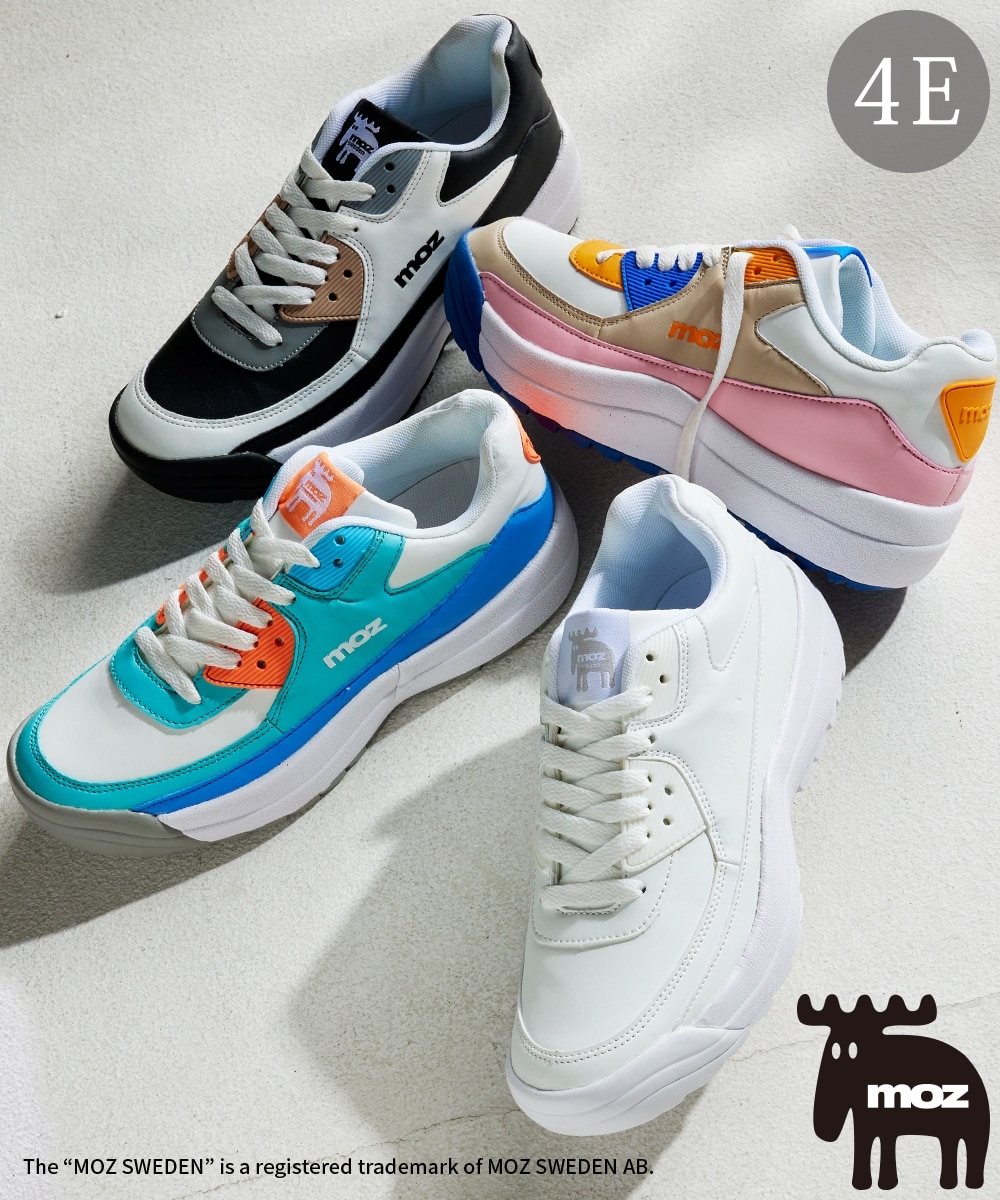 ゆったり幅広】moz（モズ）防滑デザインスニーカー（ワイズ4E） 通販