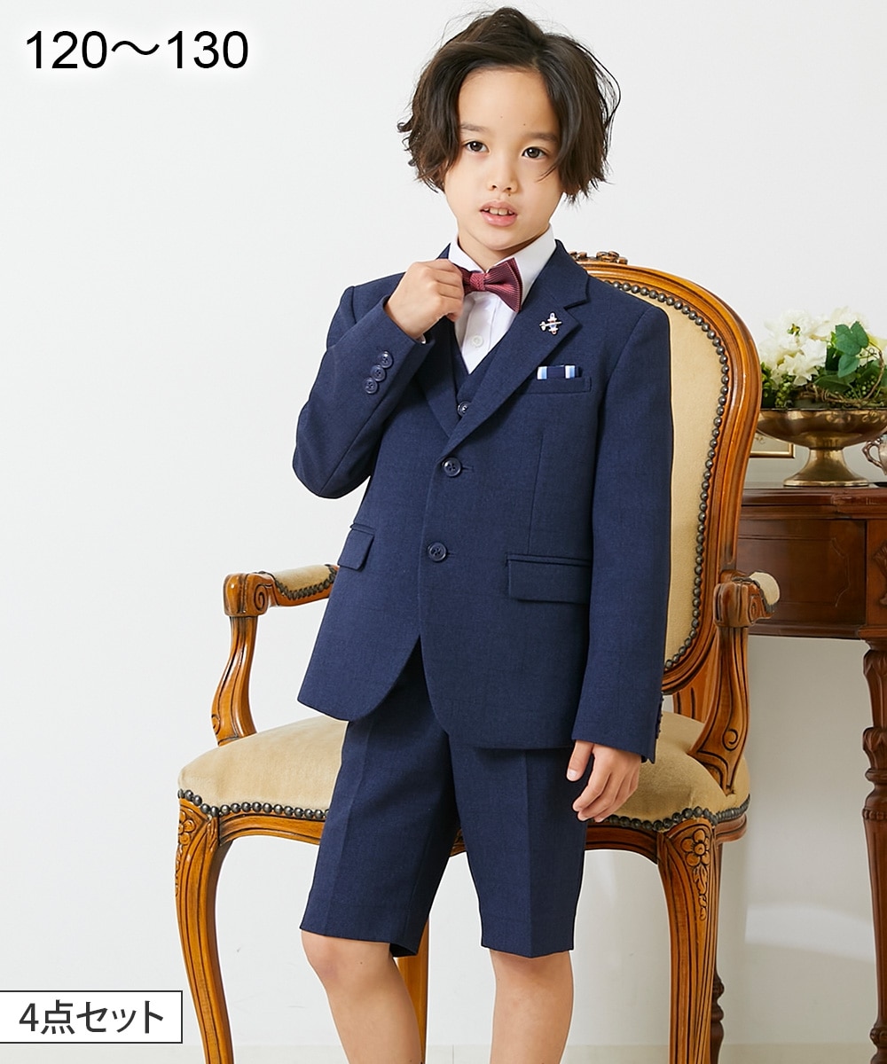 卒園 入学】フォーマルスーツ4点セット（ジャケット+ベスト+シャツ+5