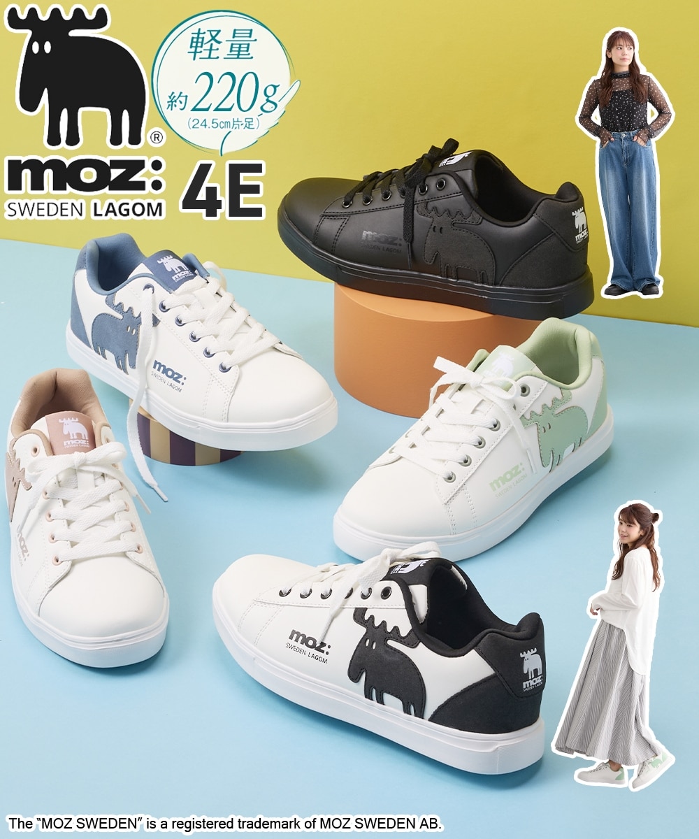 ゆったり幅広】moz（モズ）軽量ビッグロゴスニーカー（ワイズ4E
