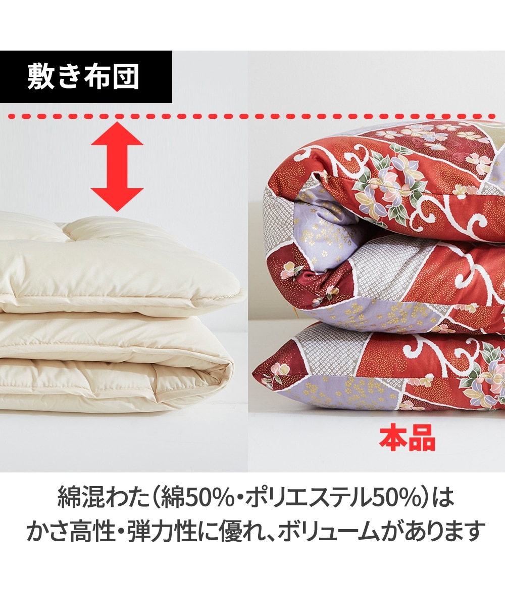 仕立て本綿布団 赤と白の花柄布団 掛け布団と敷布団セット 楽天市場