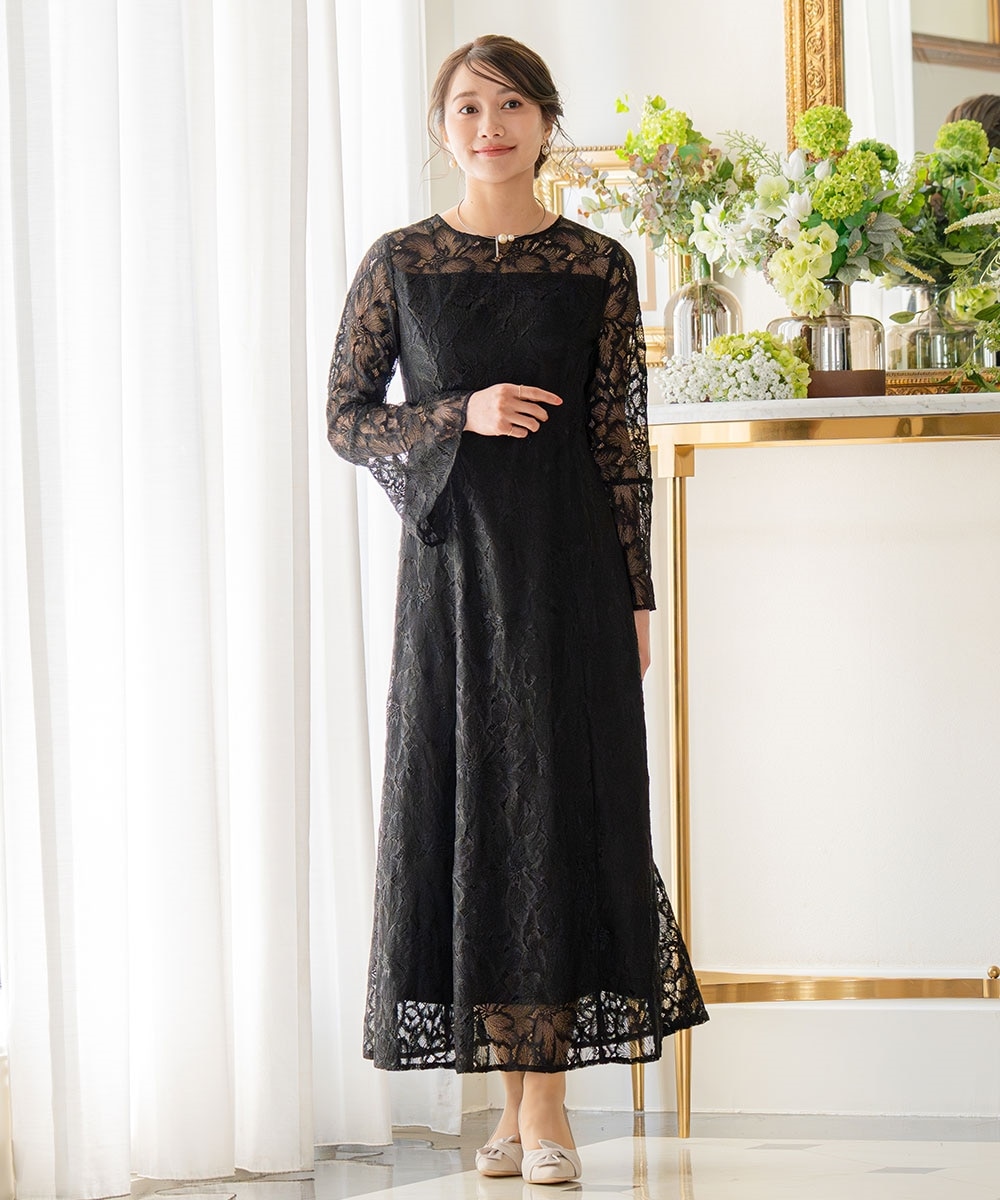 春夏 L 新品 ワンピース ドレス レディース ロング 結婚式 レース 花柄