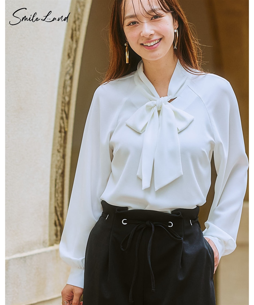 大きいサイズ＞ とろみ素材リボンブラウス 通販【ニッセン】
