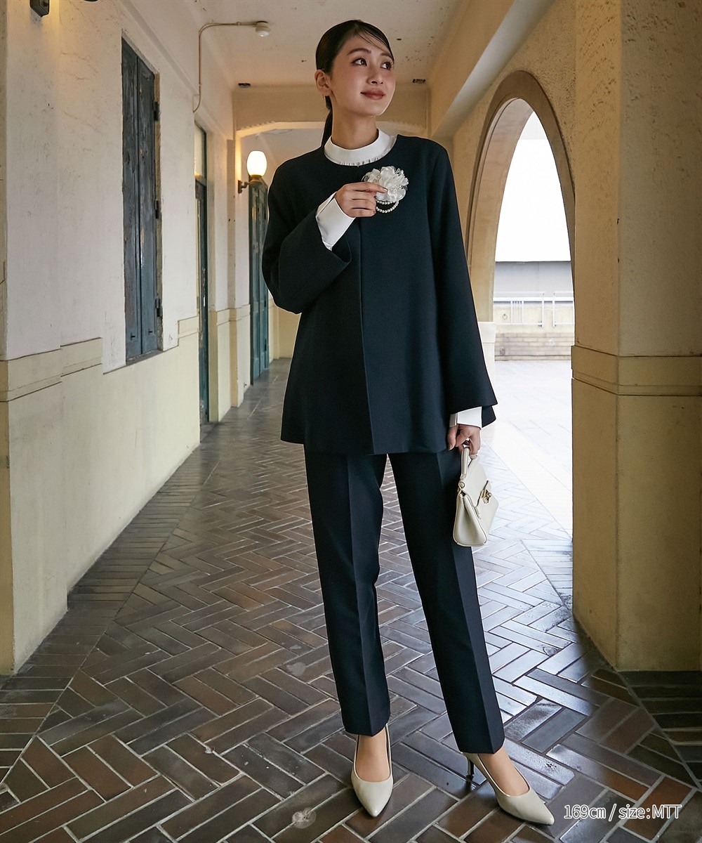 高身長 【フォーマル】ダブルクロスノーカラージャケットスーツ3点