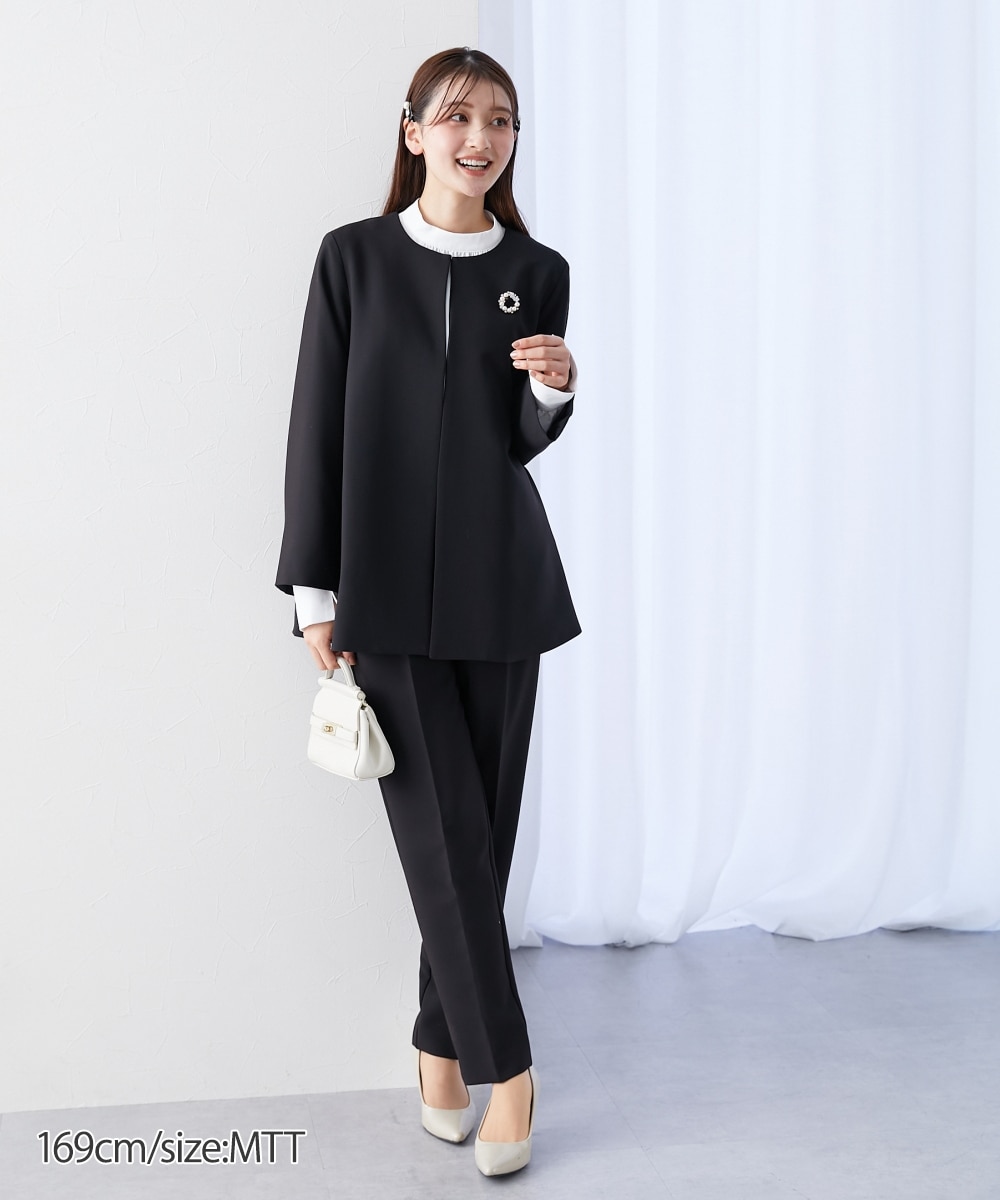 高身長 【フォーマル】ダブルクロスノーカラージャケットスーツ3点