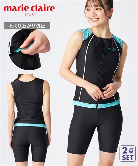 マリクレールスポーツ 配色フルZIPセパレート水着（315-300）/marie
