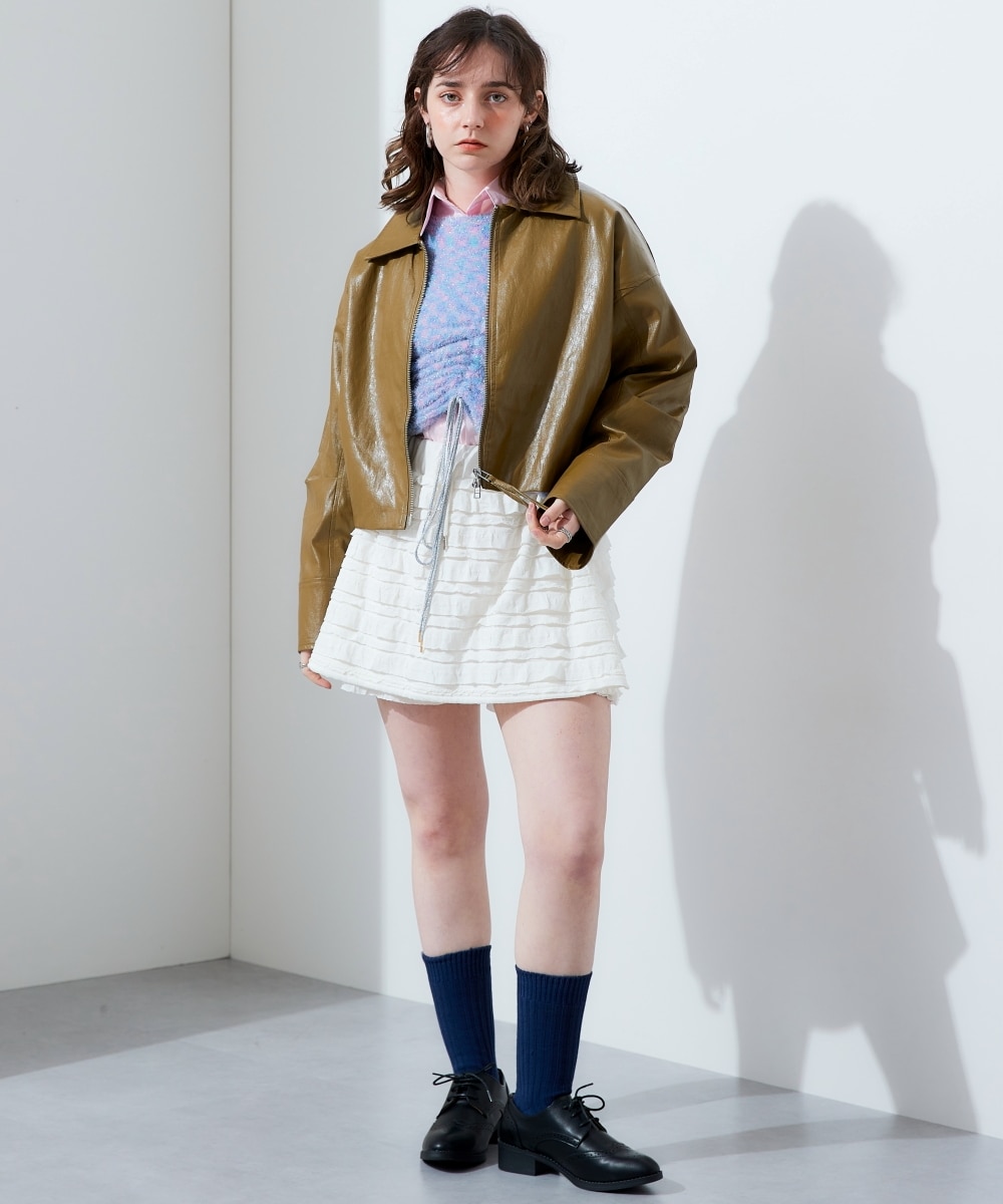 ショート丈ダブルジップフェイクレザージャケット 通販【ニッセン】