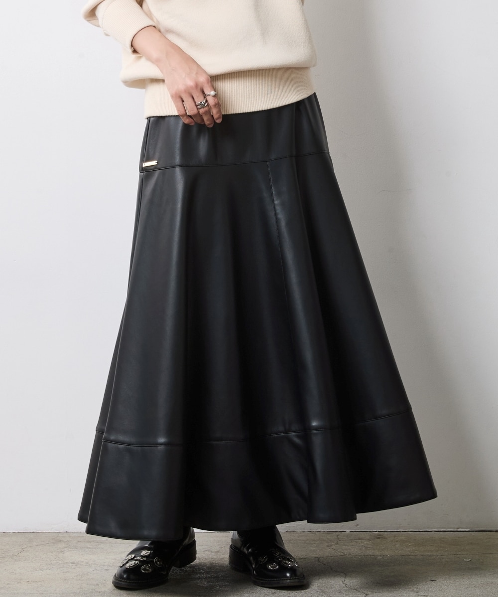 フェイクレザーフレアスカート＜大きいサイズ有＞シックスタイル 通販