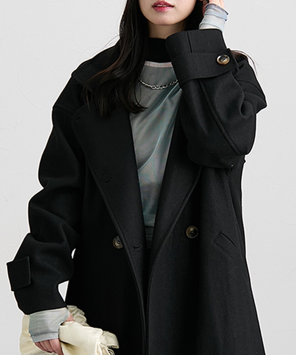 フェイクウールスタンドカラーAラインコート 通販【ニッセン】