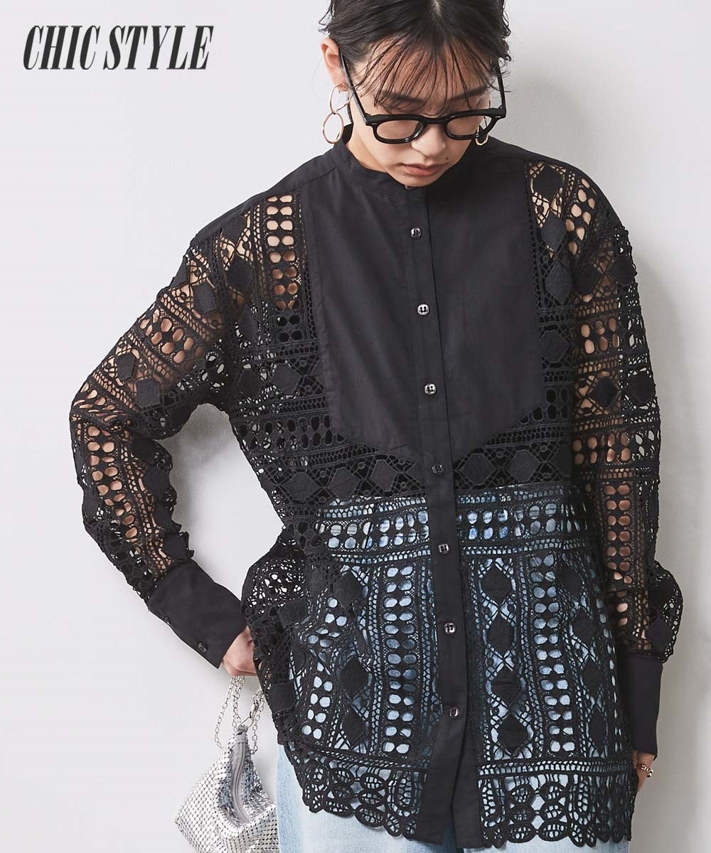 大きいサイズ＞レースシャツチュニック シックスタイル 通販【ニッセン】