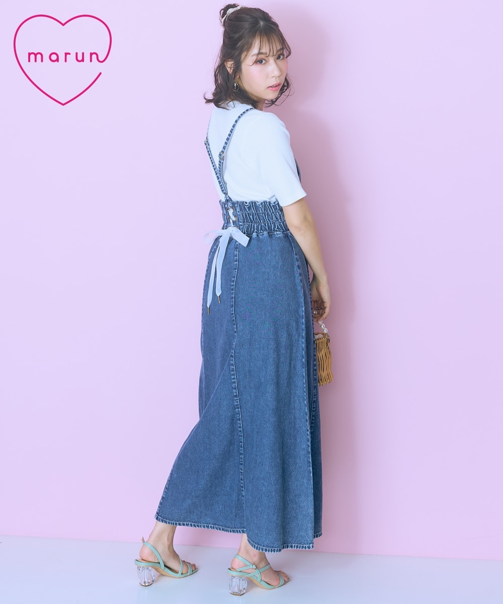 大きいサイズ＞後編み上げデニムキャミワンピース marun 通販【ニッセン】
