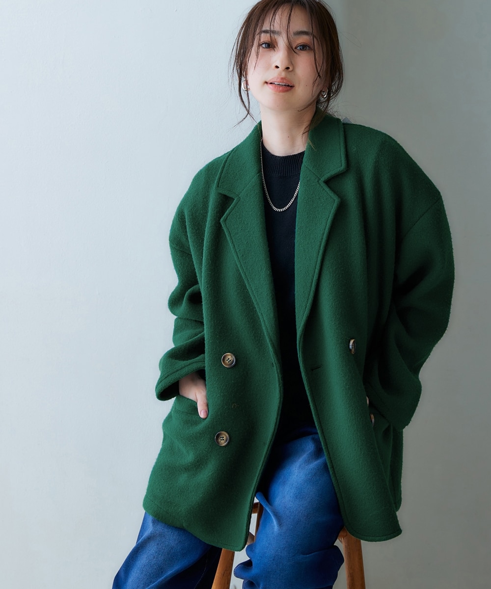 起毛素材ミドル丈テーラードジャケット 通販【ニッセン】