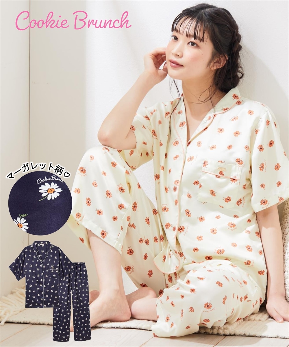 WEB限定】クッキーブランチ マーガレット柄サテン半袖シャツ